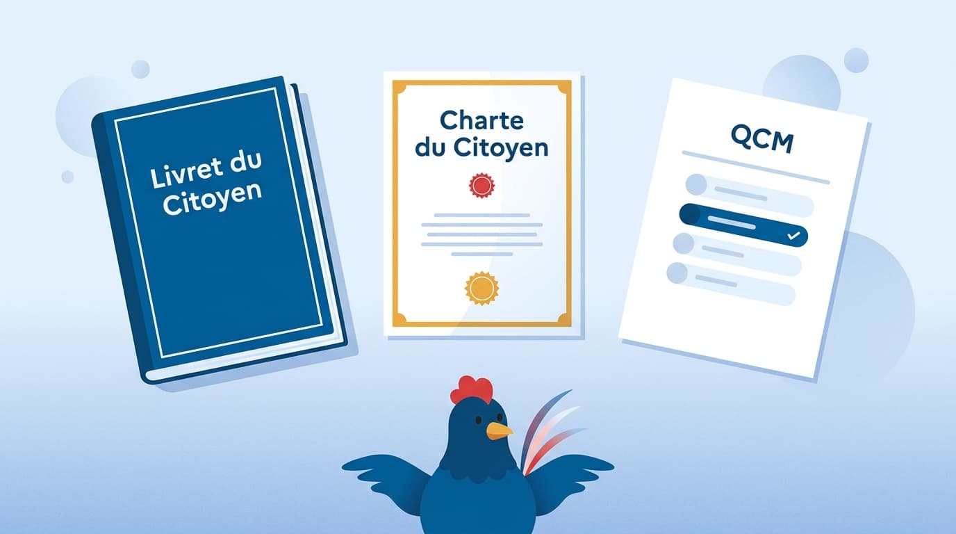 Comparaison entre la charte, le livret du citoyen et l'examen civique