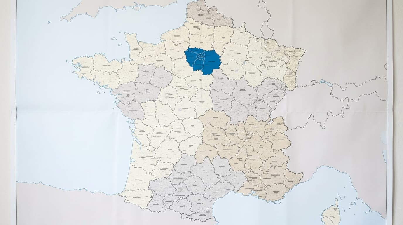 Carte des communes, départements et régions de France