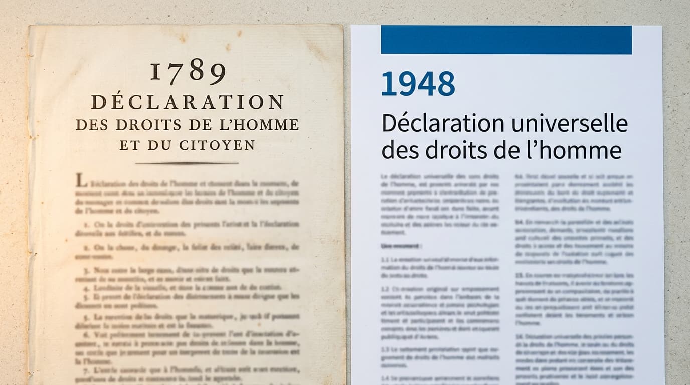 Déclaration de 1789 et Déclaration universelle de 1948 comparées