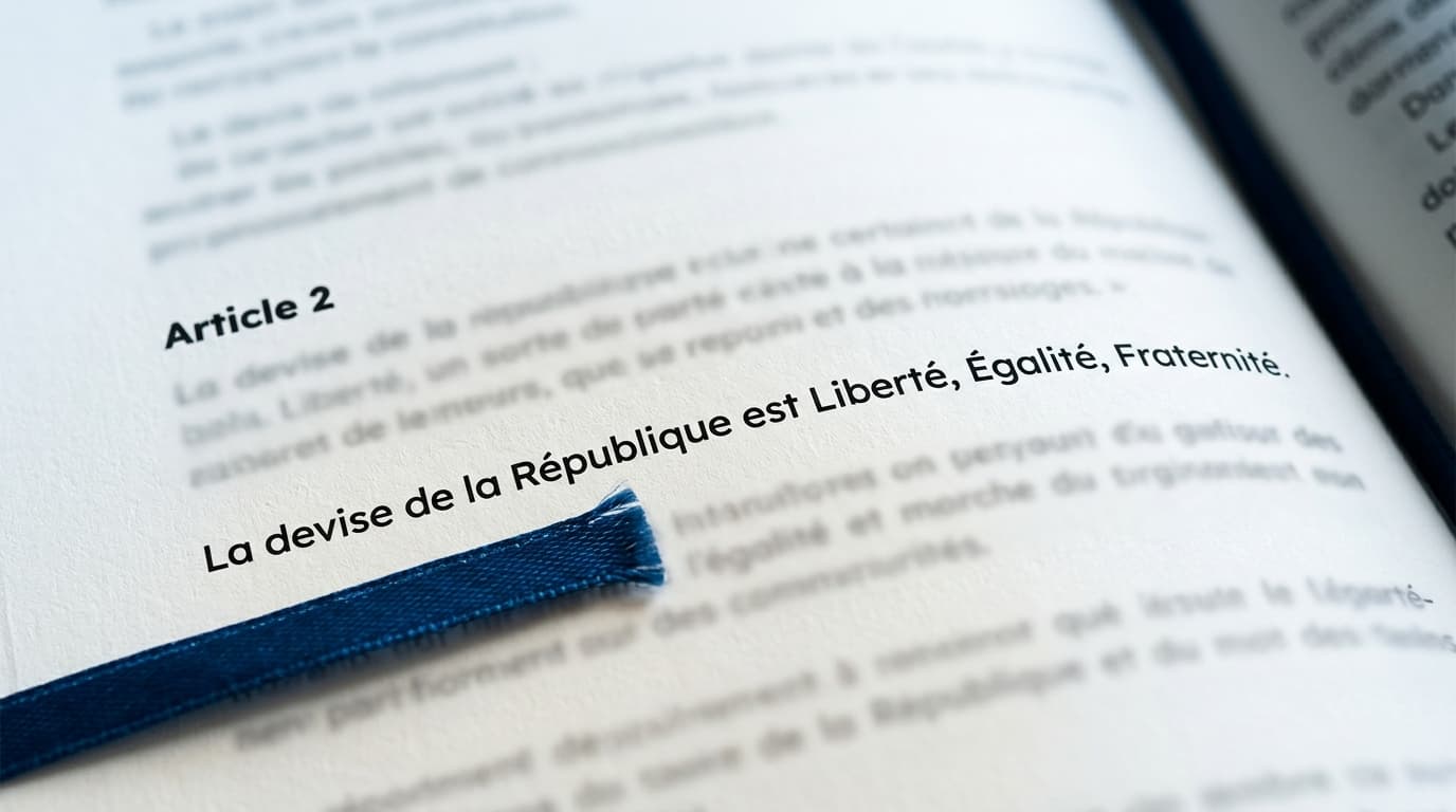 Article 2 de la Constitution et devise de la République