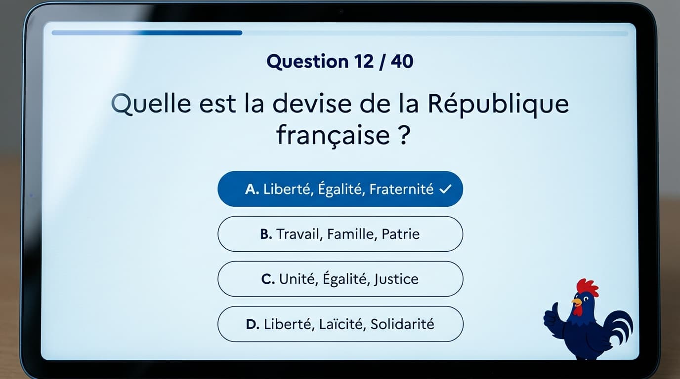 Questions sur la devise à l'examen civique