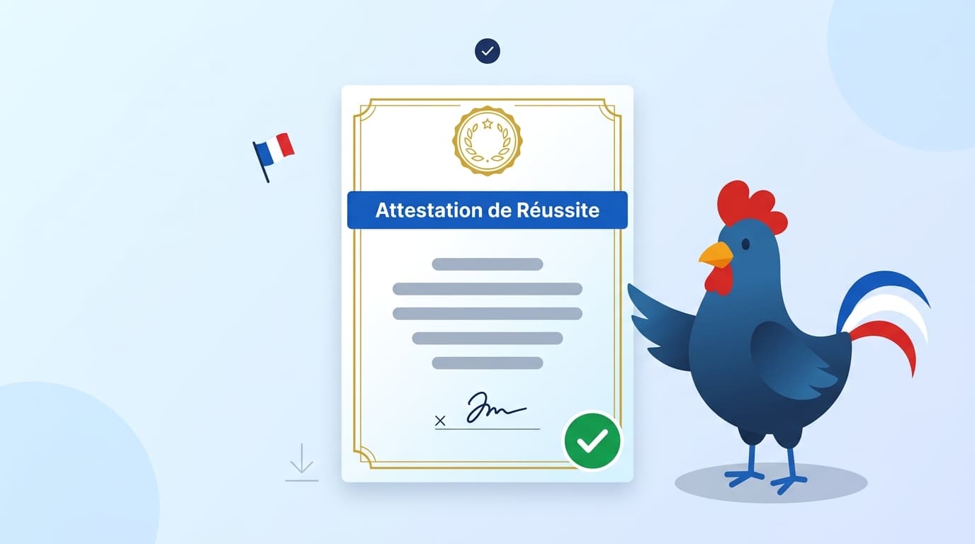 Attestation de réussite à l'examen civique
