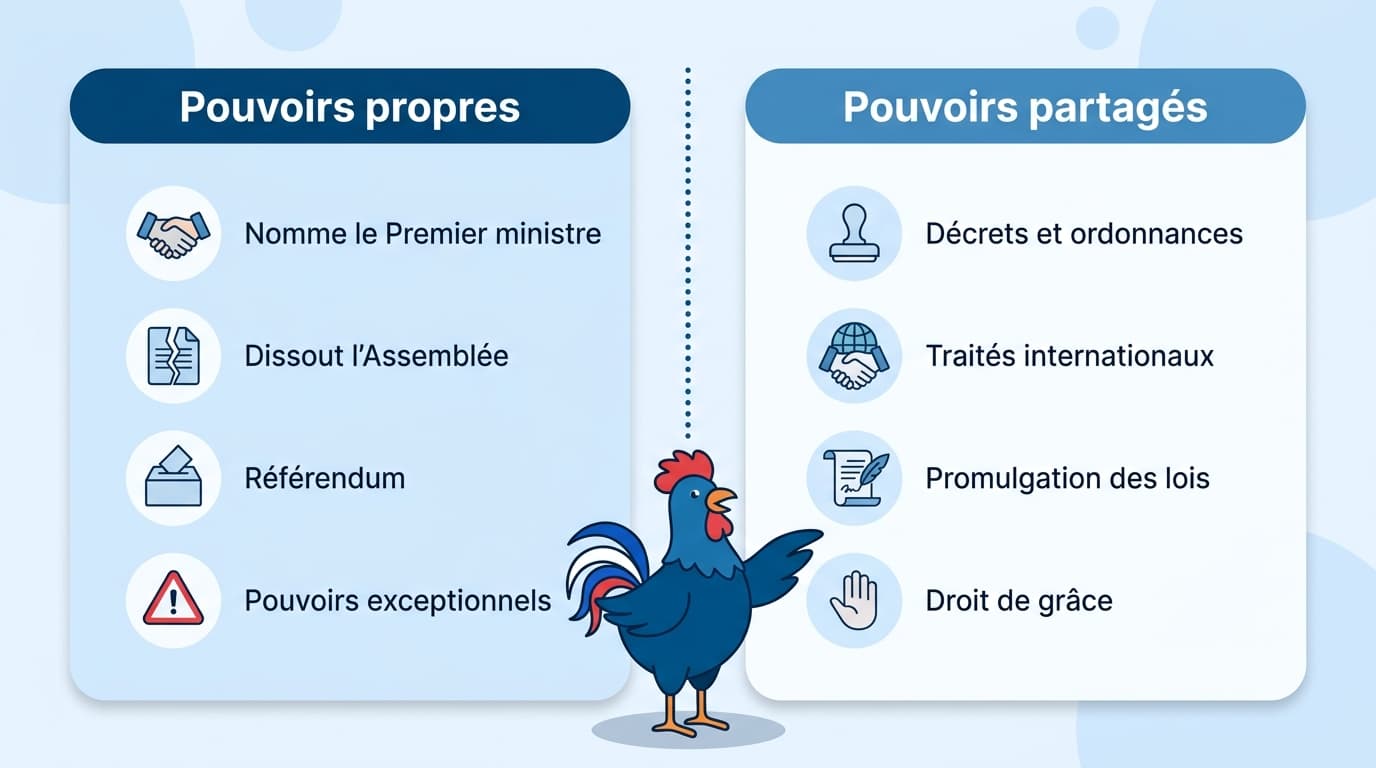 Pouvoirs propres et pouvoirs partagés du président