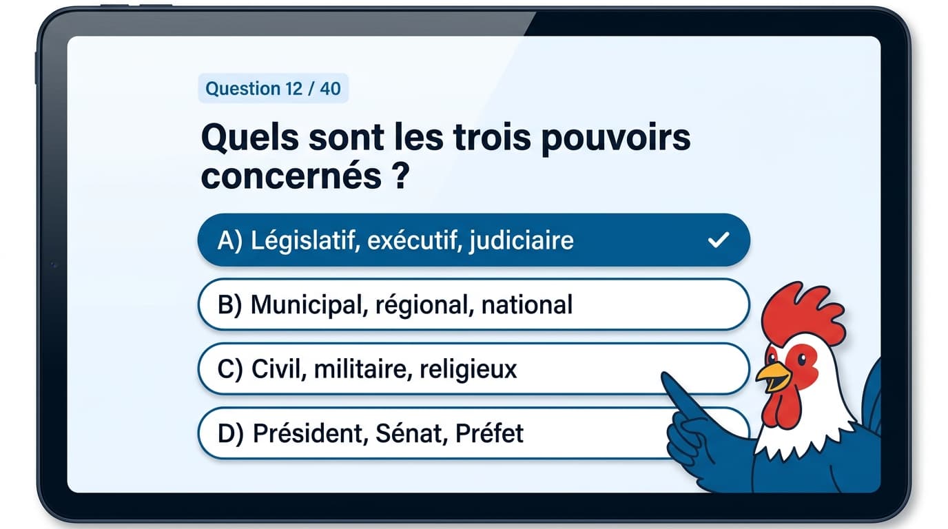 Questions sur la séparation des pouvoirs à l'examen civique